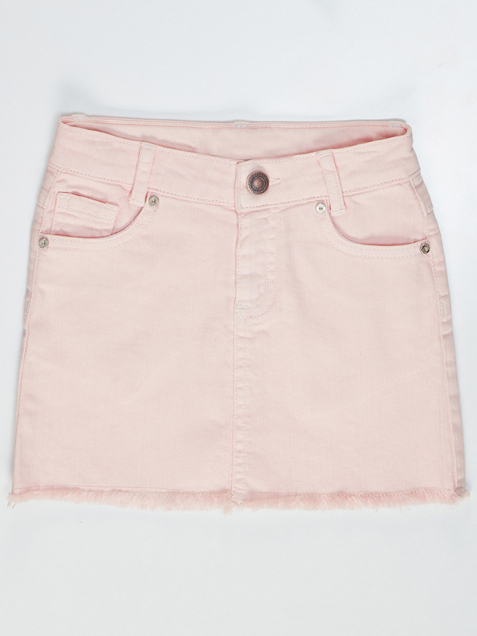 Pembe Denim Mini Kız Çocuk Etek - 3
