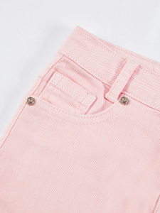 Pembe Denim Mini Kız Çocuk Etek - 5