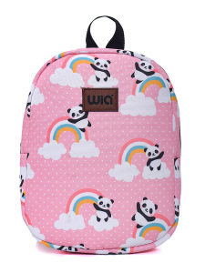 Pembe Panda Eğlenceli Baskı Tek Bölmeli Kreş Çanta - Wia