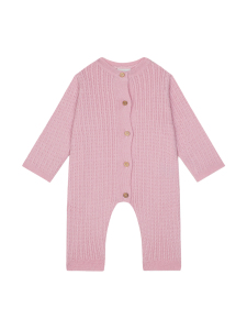 Pembe Triko Uzun Kollu Kız Bebek Patiksiz Tulum - Antebies