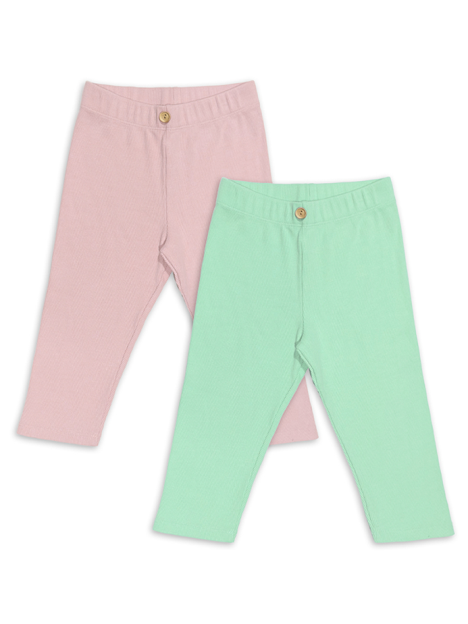 Kız Çocuk Tayt 2'li Paket Pamuk Pembe ve Mint Tayt Yazlık - 4