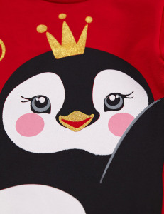 Penguen Dantelli Kız Çocuk Tunik Tayt Takım - Denokids