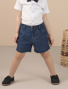 Pileli Erkek Çocuk Denim Şort - Ollie&Olla