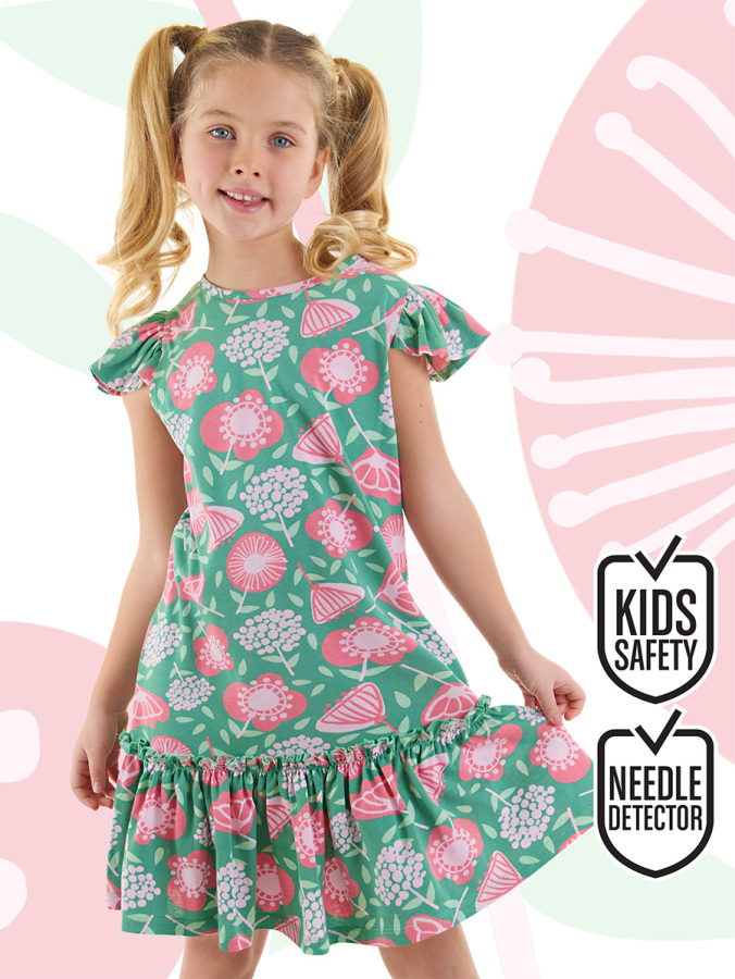 Pink Flowers Girl Dress - 1