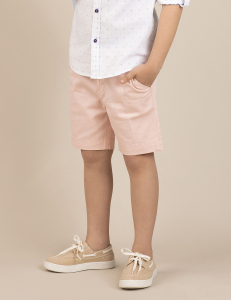 Pink Gabardine Flat-Front Boy Shorts - Ollie&Olla