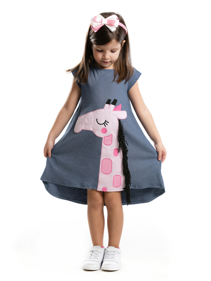 Pink Giraffe dress+Hair Band - 1