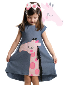 Pink Giraffe dress+Hair Band - 5