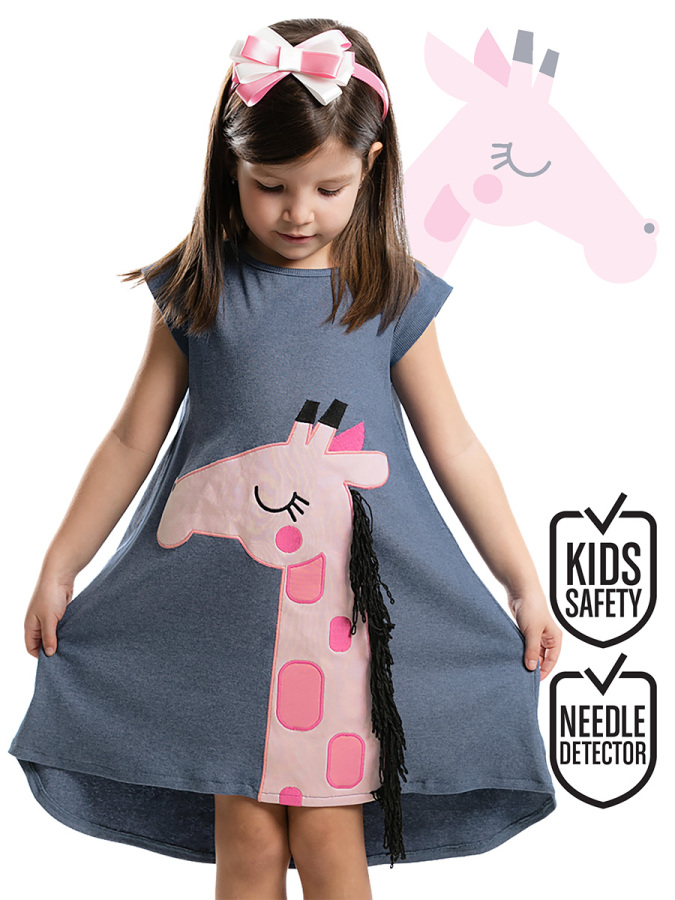 Pink Giraffe dress+Hair Band - 1