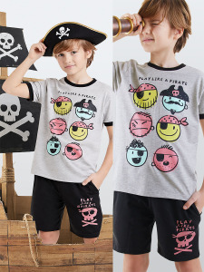 Pirate Boy Grey T-shirt&Shorts Set - Denokids