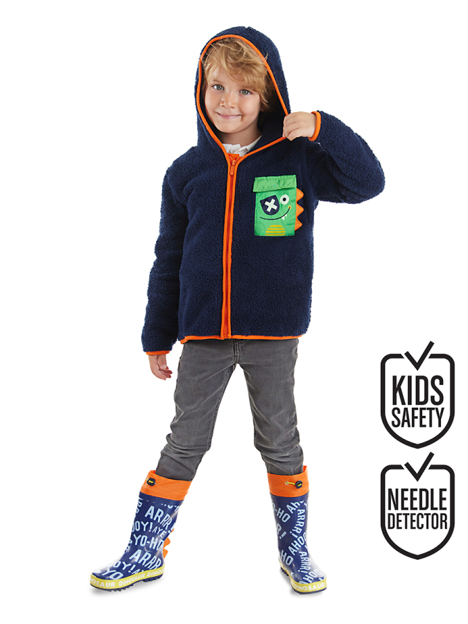 Pirate Dino Boy Plush Zip-Up Sweatshirt - 1