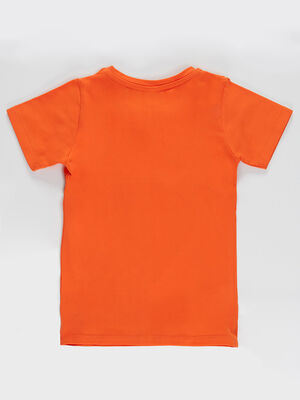 Pizza Boy Pamuklu Penye Erkek Çocuk Turuncu T-shirt - 4
