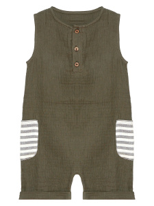 Playful Muslin Boy Khaki Overall - 3