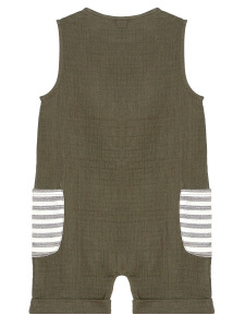 Playful Muslin Boy Khaki Overall - 4