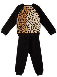 Plush Leopard Girl Black Tracksuit - 4