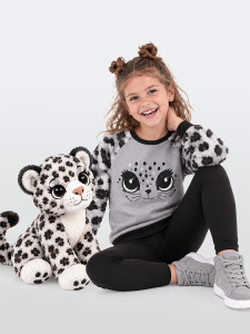 Plush Leopard Girl Grey Sweatshirt - Denokids