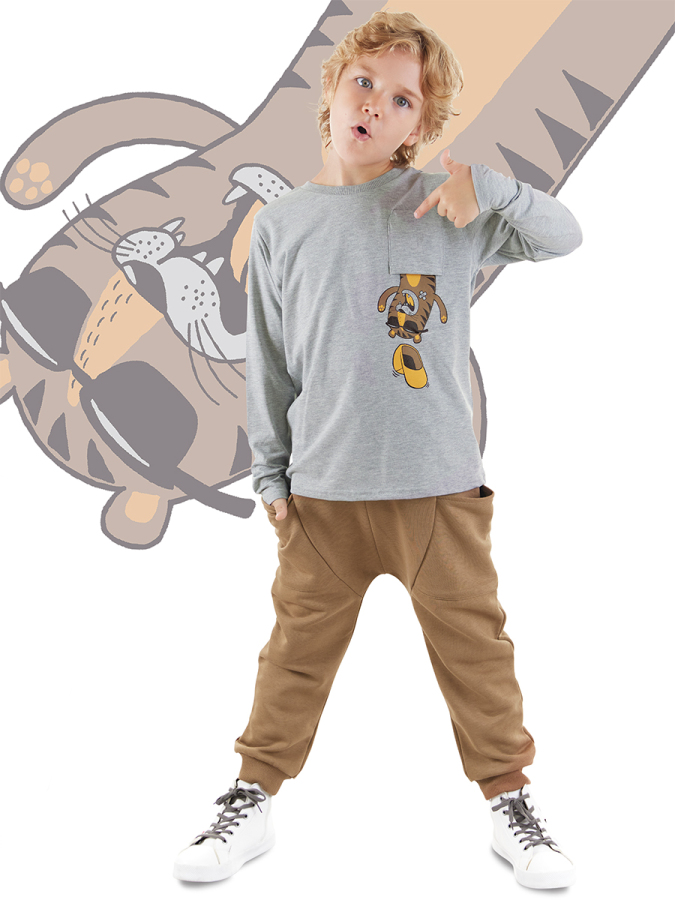 Pocket Tiger Boy T-shirt&Pants Set - 1
