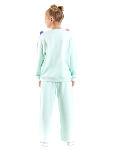 Pom-poms Girl Knitted Blue Tracksuit - 2