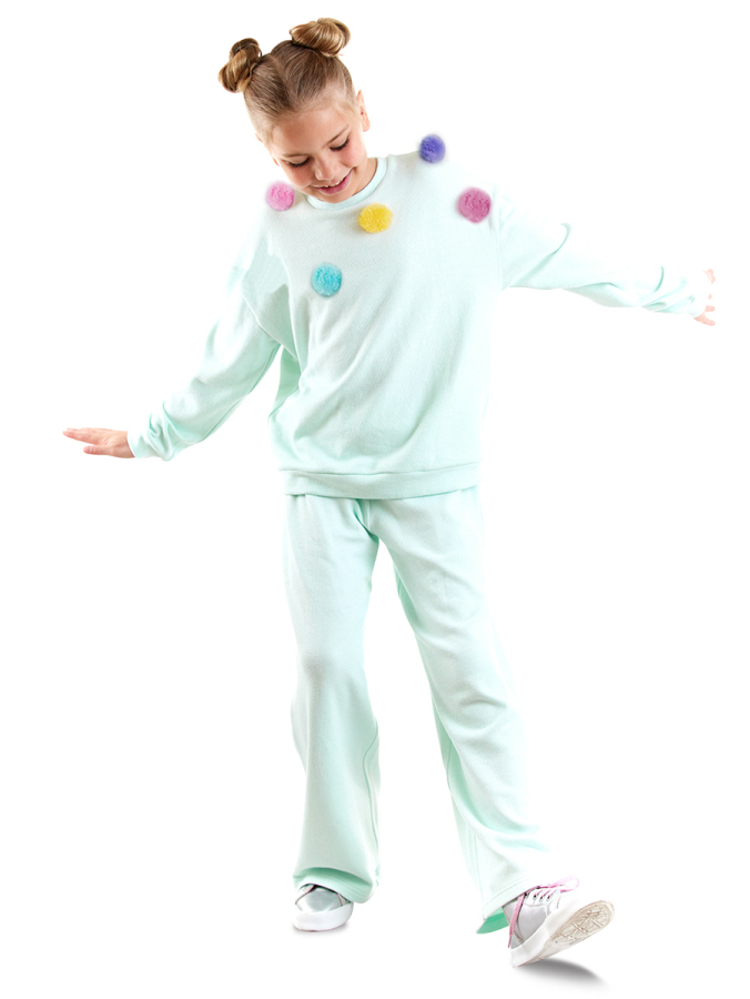 Pom-poms Girl Knitted Blue Tracksuit - 4