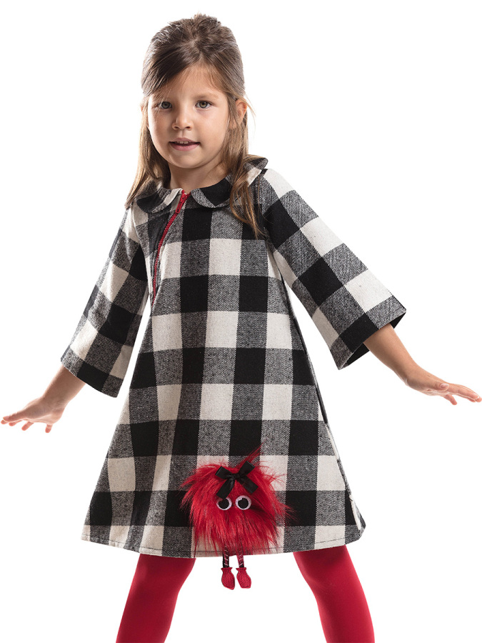 Pompom Checked Dress - 1