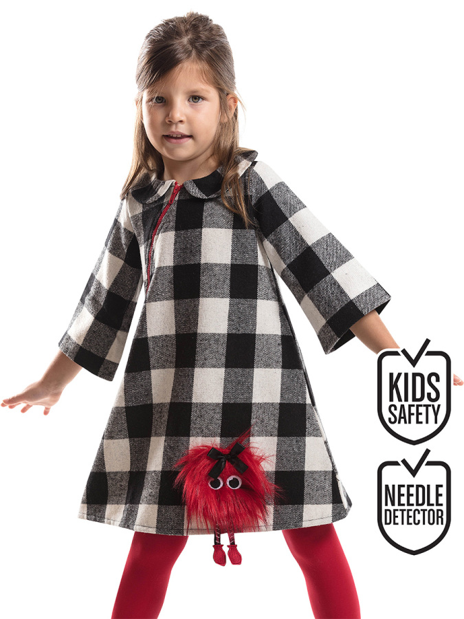 Pompom Checked Dress - 1