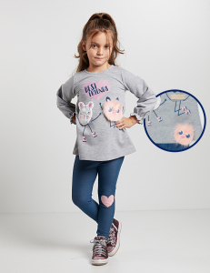 Ponpon Friends Kız Çocuk Tunik Tayt Takım - Denokids