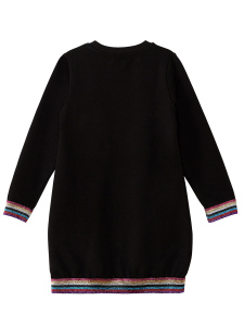 Popcorn Siyah Kız Çocuk Simli Lastikli Uzun Kollu Elbise - 9