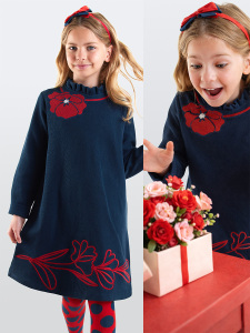Poppy Girl Navy Blue Dress - Denokids