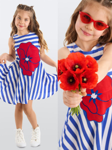 Poppy Striped Woven Girl Dress - MSHB&G