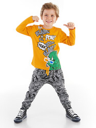 Pow Dino Boy T-shirt&Pants Set - Thumbnail