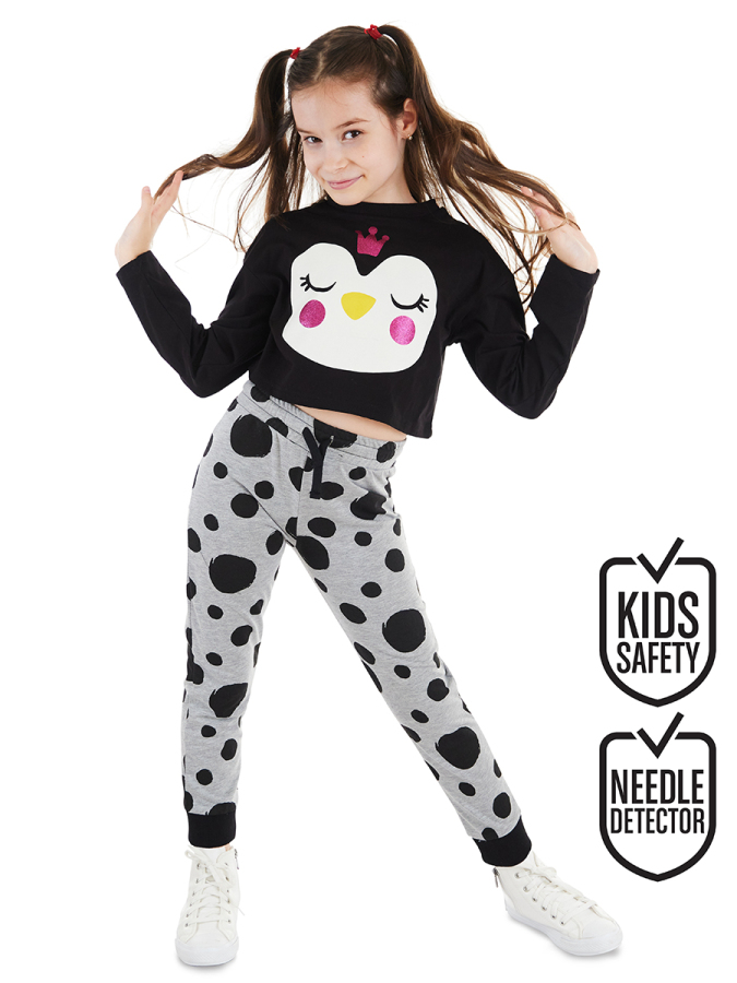 Prenses Penguen Kız Çocuk T-shirt Pantolon Takım - 1