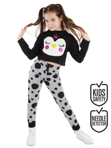 Prenses Penguen Kız Çocuk T-shirt Pantolon Takım - Denokids