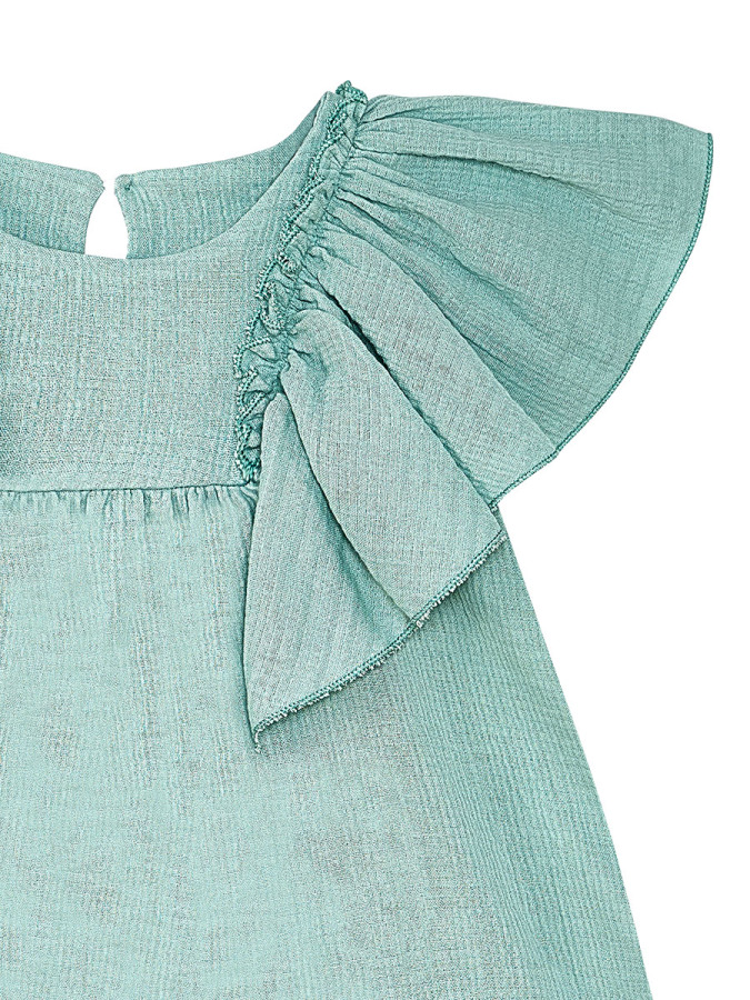 Princess Muslin Girl Green Dress - 6