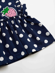 Puanlı Çilek Kız Bebek Poplin Elbise - Thumbnail