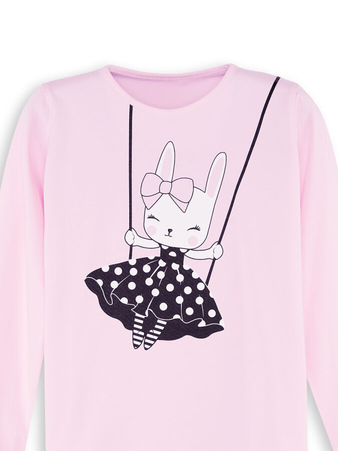 Puanlı Tavşan Kız Çocuk T-shirt Tayt Takım - 5