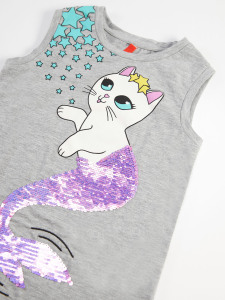 Pullu Kedi Kız Çocuk T-Shirt Tayt Takım - 5