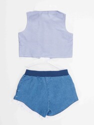 Raccoon Girl Denim Shorts&Shirt Set - Thumbnail
