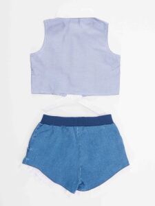 Raccoon Girl Denim Shorts&Shirt Set - 4