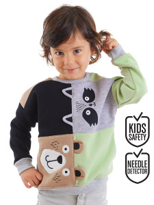 Raccoon&Bear Boy Color Block Sweatshirt - Denokids