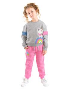 Rainbow Cat Kız Çocuk Kışlık Alt-Üst Eşofman Takım - Denokids