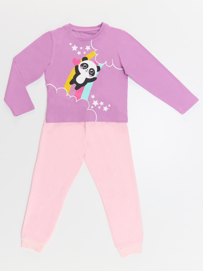 Rainbow Panda Girl T-shirt&Pants Set - 3