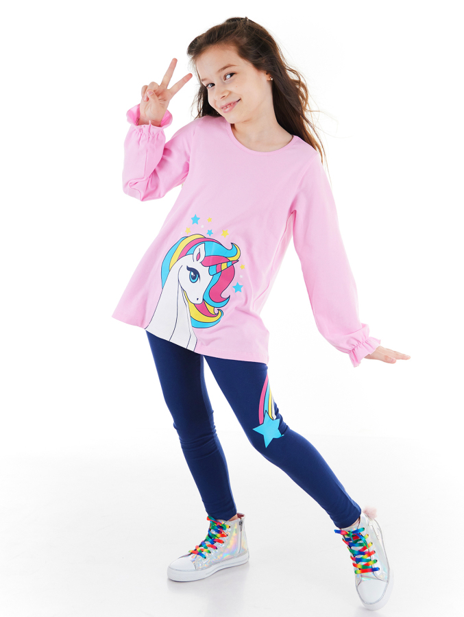 Rainbow Star Kız Çocuk T-shirt Tunik Tayt Takım - 1