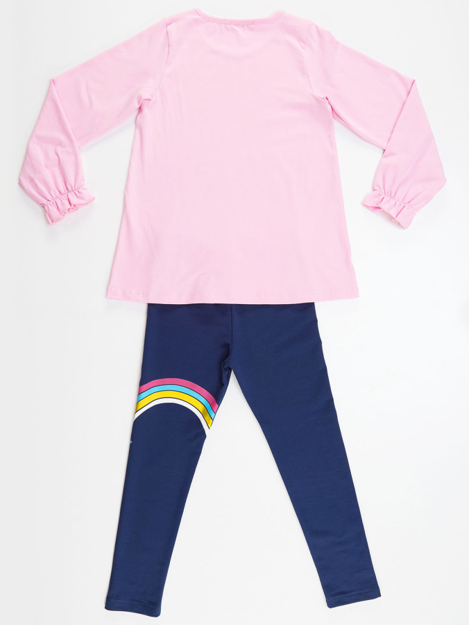Rainbow Star Kız Çocuk T-shirt Tunik Tayt Takım - 4