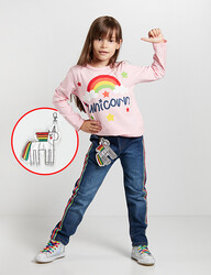 Rainbow Unicorn Girl Jeans Set - Thumbnail