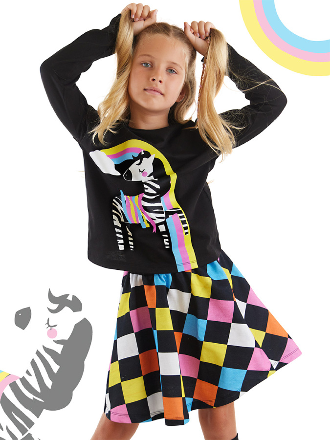 Rainbow Zebra T-shirt&Skirt Set - 1