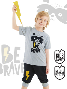 Rakun Erkek Çocuk Yazlık T-shirt Kapri Şort Takım - Denokids