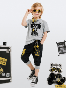 Rakun Erkek Çocuk Yazlık T-shirt Kapri Şort Takım - Denokids