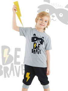 Rakun Erkek Çocuk Yazlık T-shirt Kapri Şort Takım - Denokids