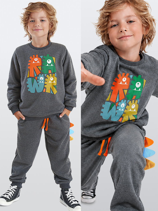 Rawr Boy Dark Grey Tracksuit - 1
