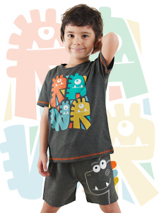 Rawr Dino Erkek Çocuk Yazlık T-shirt Şort Takım - Denokids