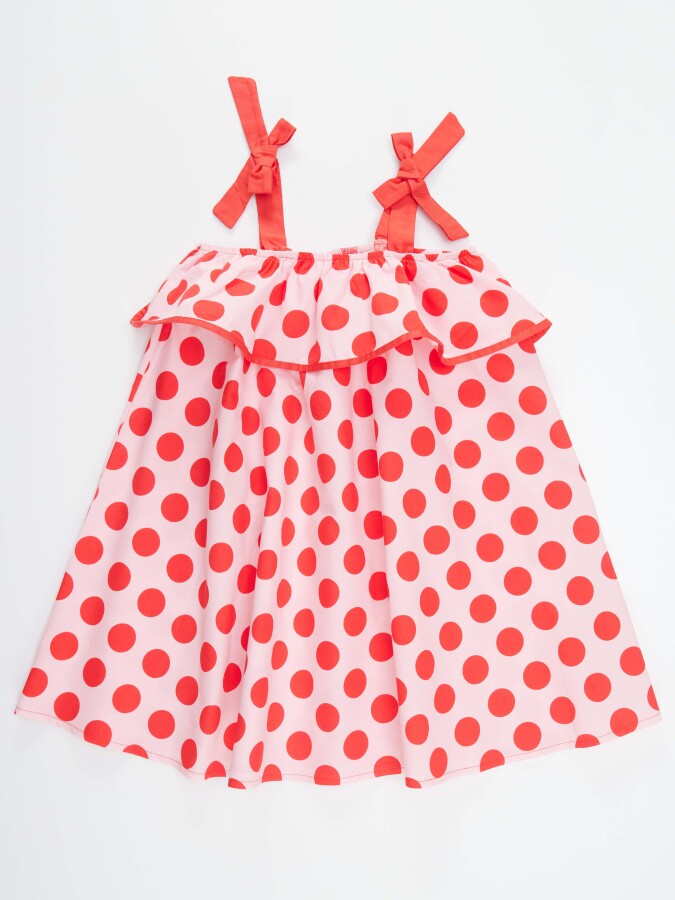 Red Dots Girl Pink Poplin Dress - 3